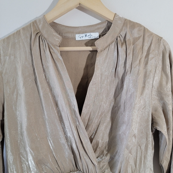 Gigi Moda Made In Italy Leah Dress Sz 8 Charcoal Sateen High-Low Minimalist - Picture 4 of 12